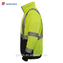 Sudadera con cuello en V de alta visibilidad y seguridad reflectante personalizada Sudadera con cuello en alto de la chaqueta con alta visibilidad ANSI Clase 3 de color amarillo para corredores y trabajadores nocturnos